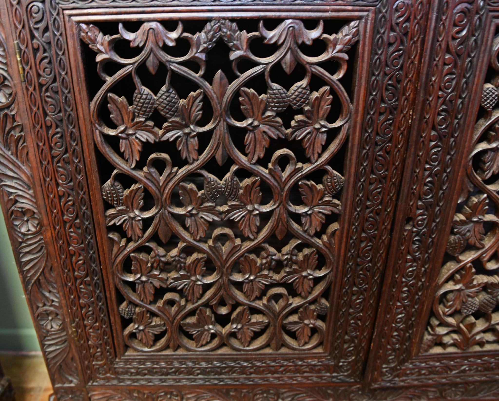 Antique Burmese Side Cabinet Carved Hardwood 1860 Burma For Sale 1