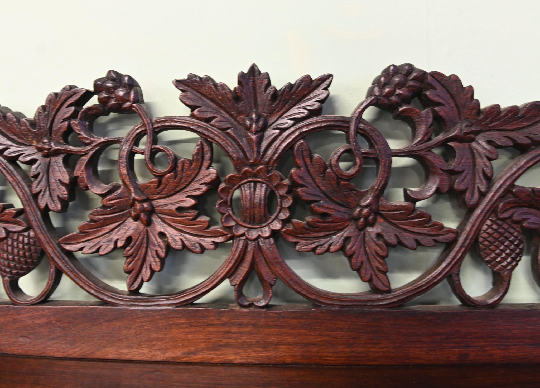 Antique Burmese Side Cabinet Carved Hardwood 1860 Burma For Sale 4