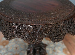 Antique Burmese Side Table Carved Hardwood Myanmar Furniture