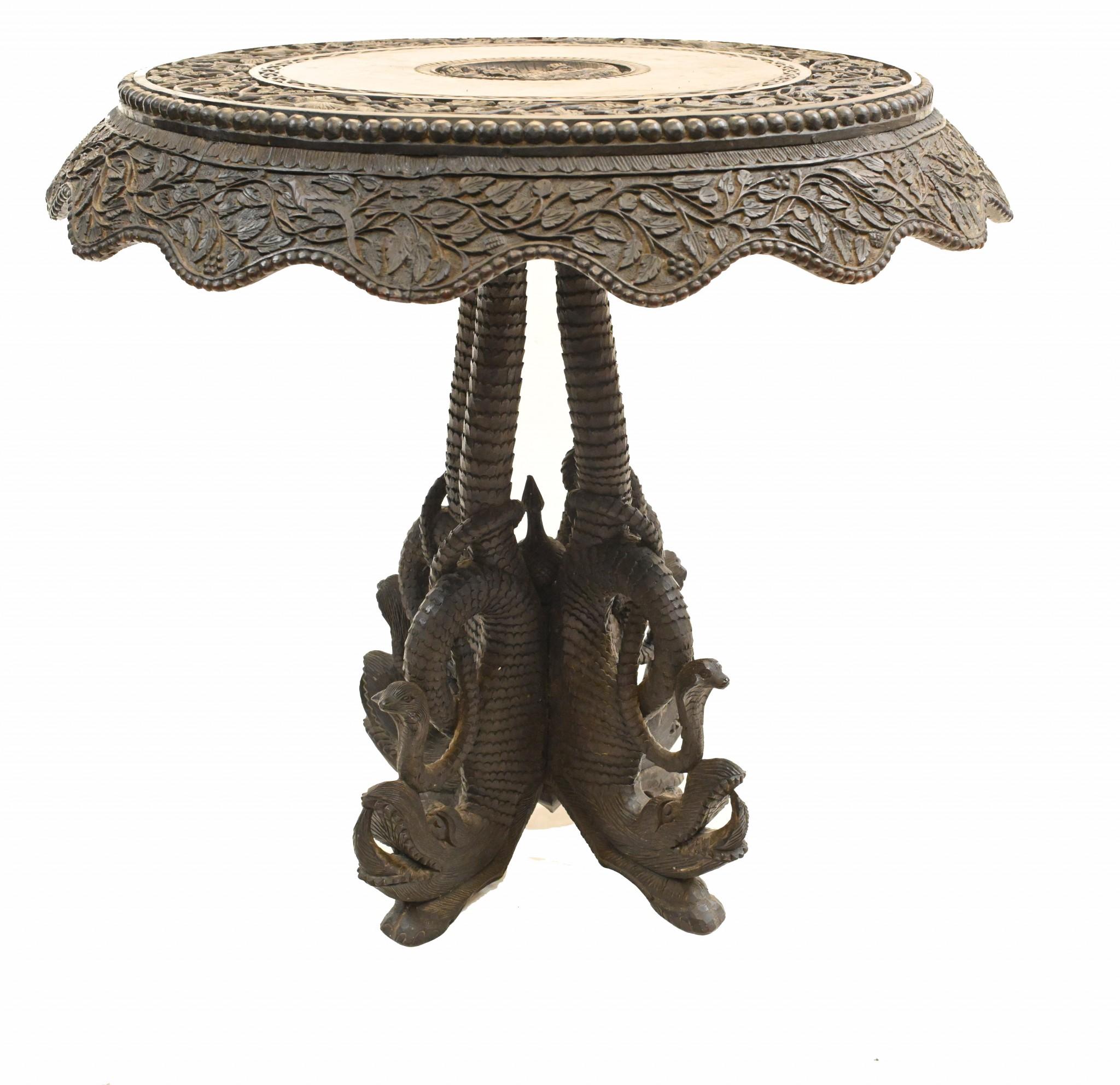 Antique Burmese Side Table Hand Carved Burma 1890 For Sale 3