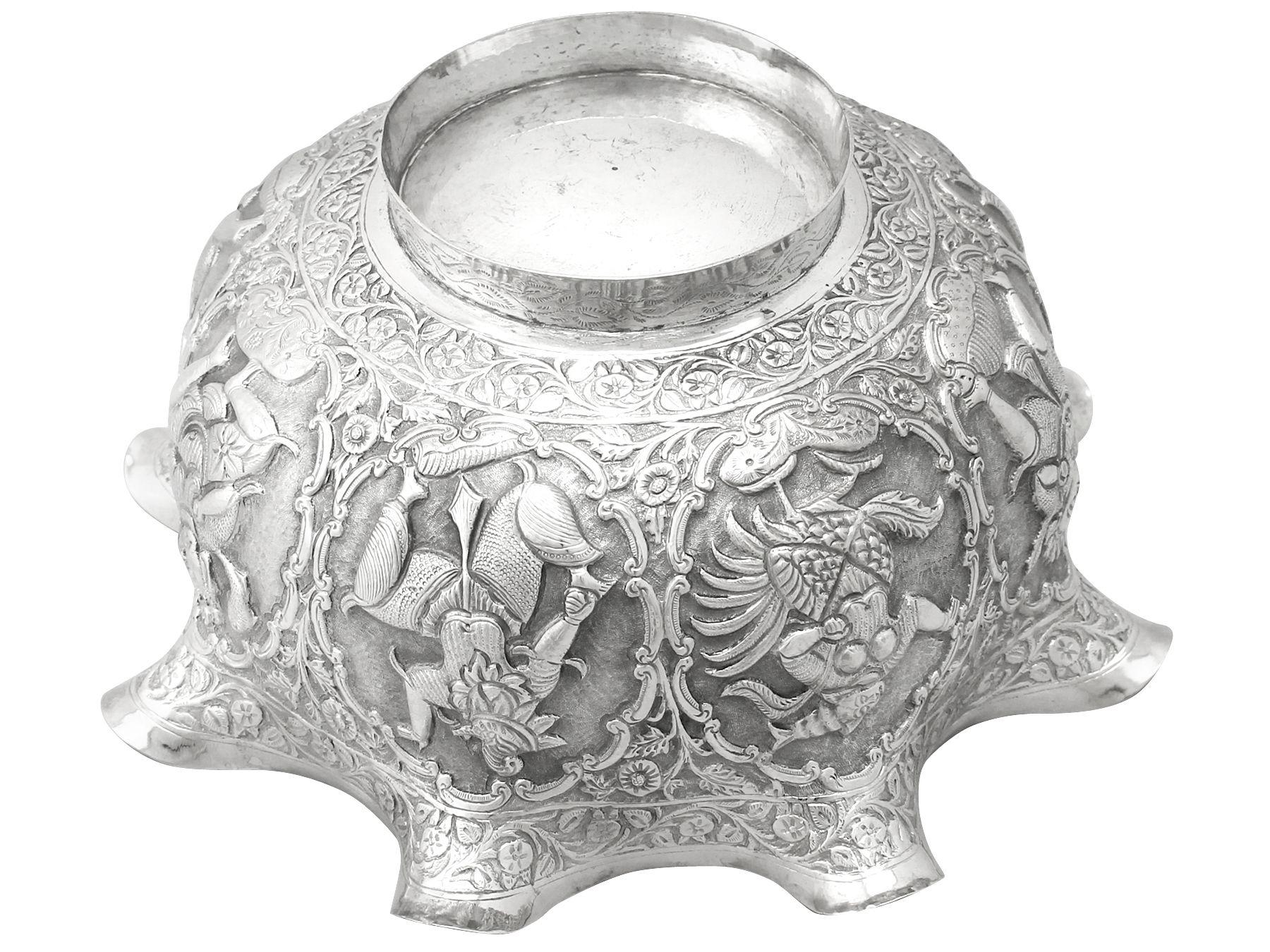 Antique Burmese Silver Bowl For Sale 7