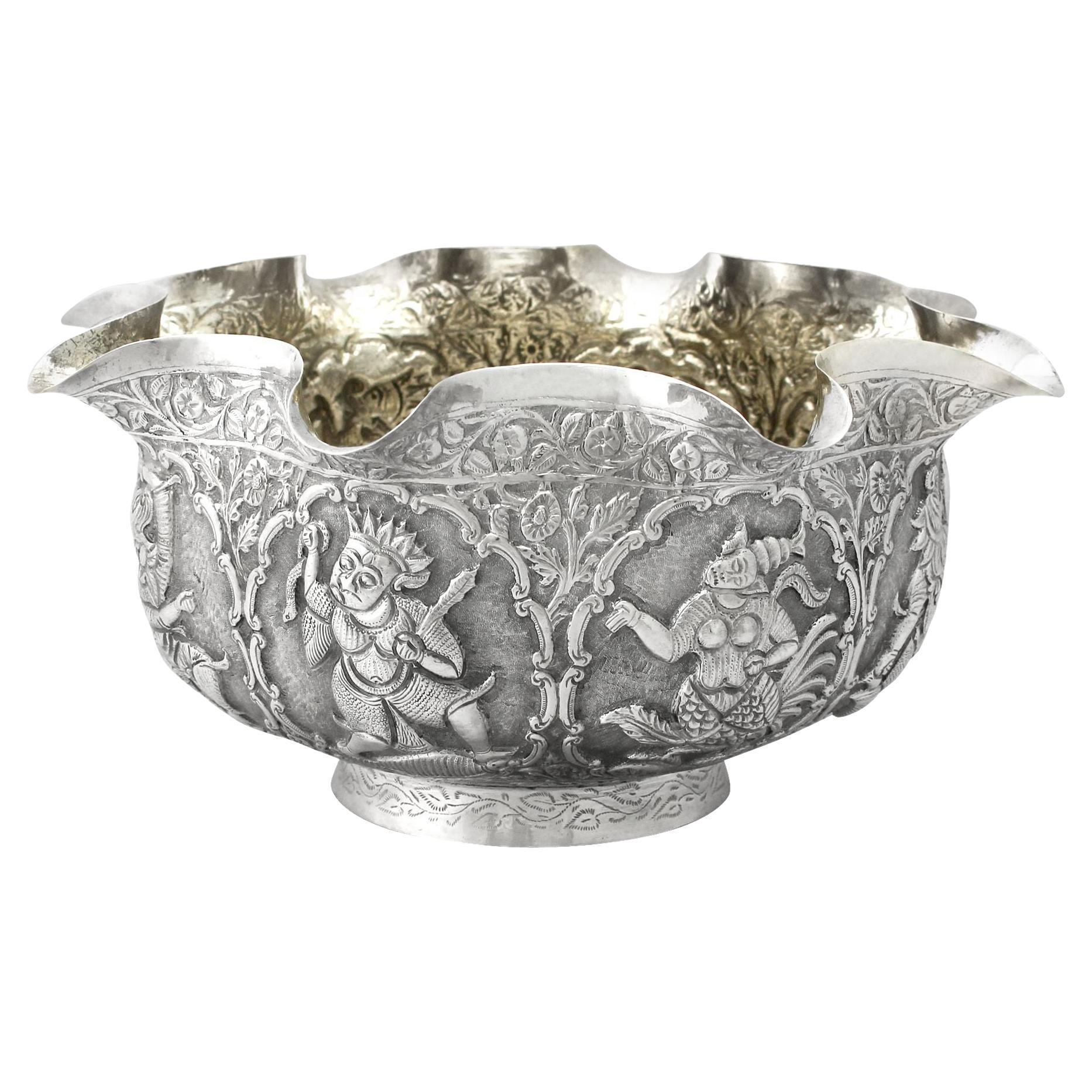 Antique Burmese Silver Bowl For Sale