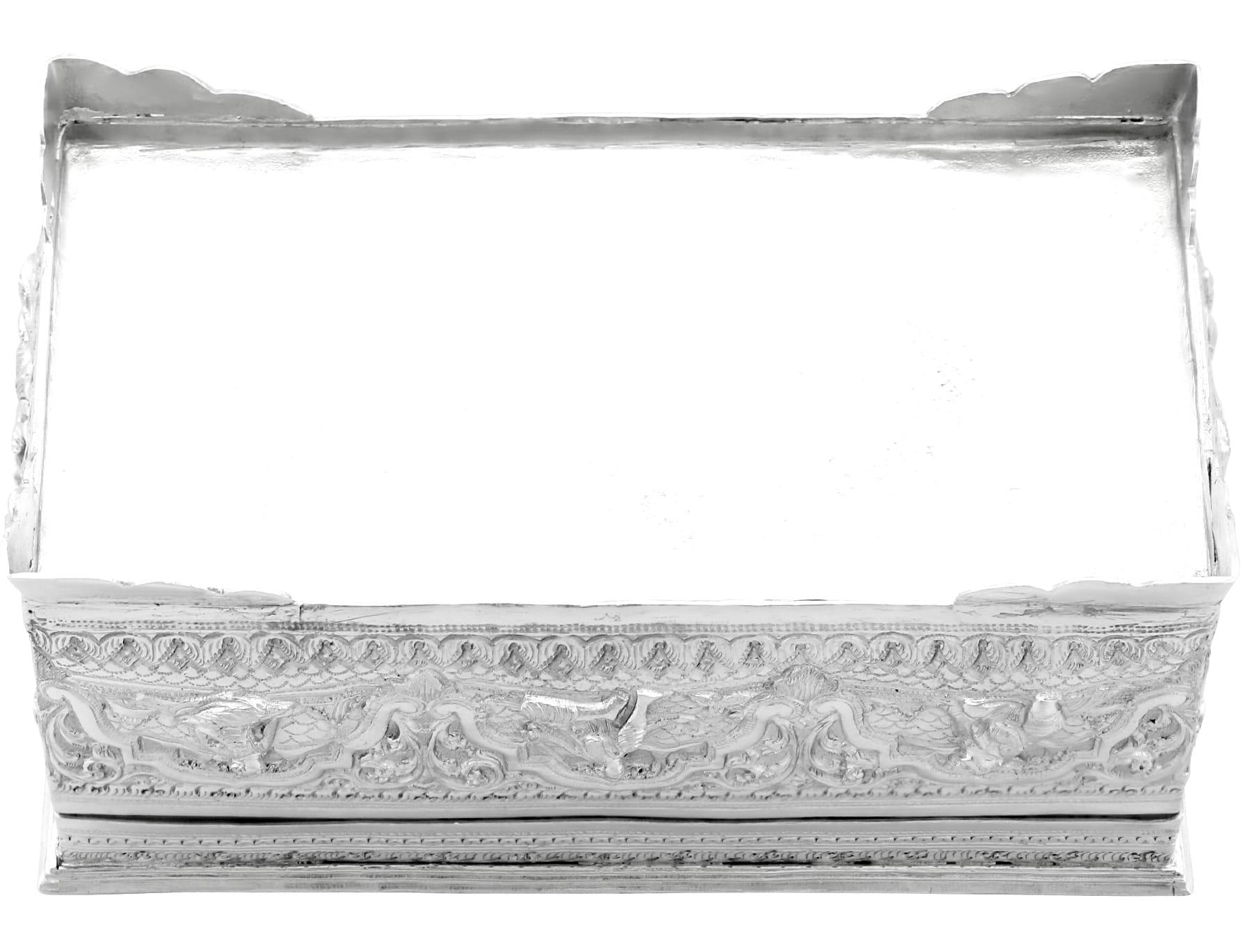 Antique 1890s Burmese Silver Box For Sale 7