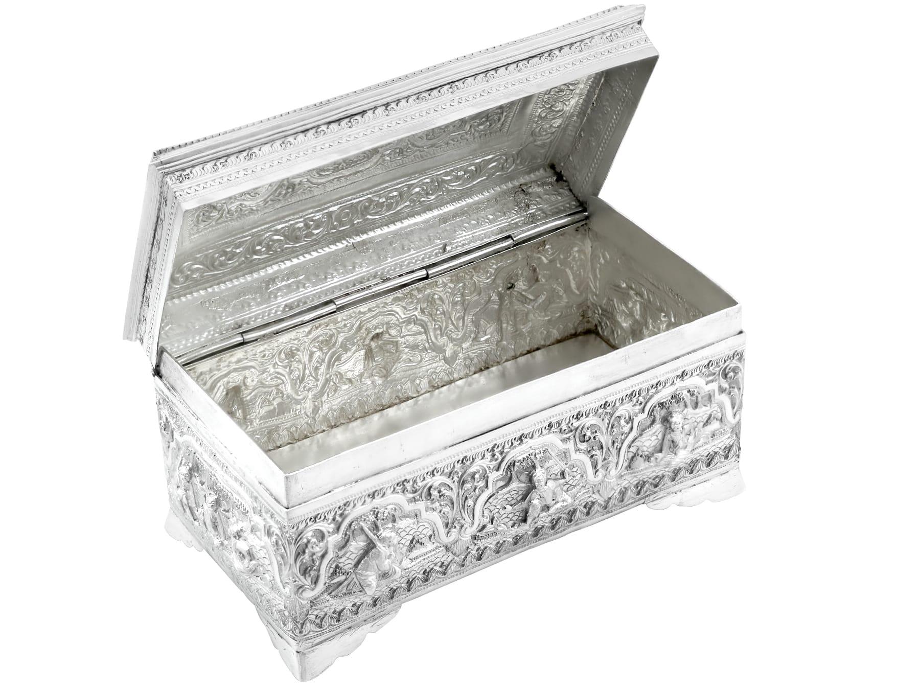 Antique 1890s Burmese Silver Box For Sale 3