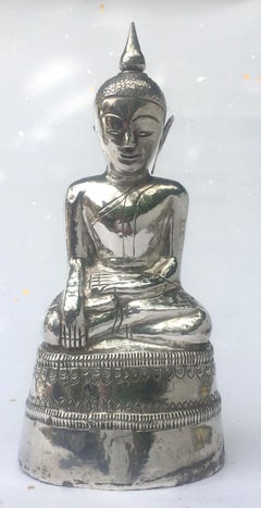 Antique Burmese Silver Buddha, 19th Century
