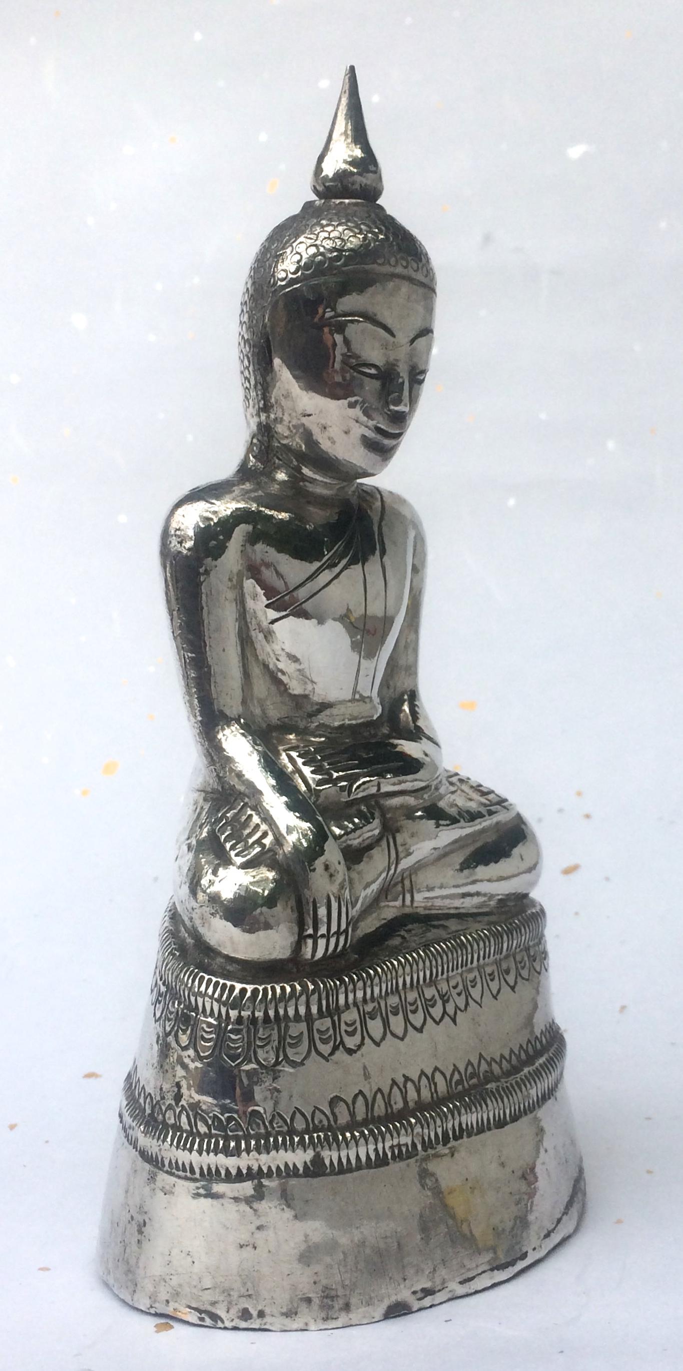 Other Antique Burmese Silver Buddha, 19th Century For Sale