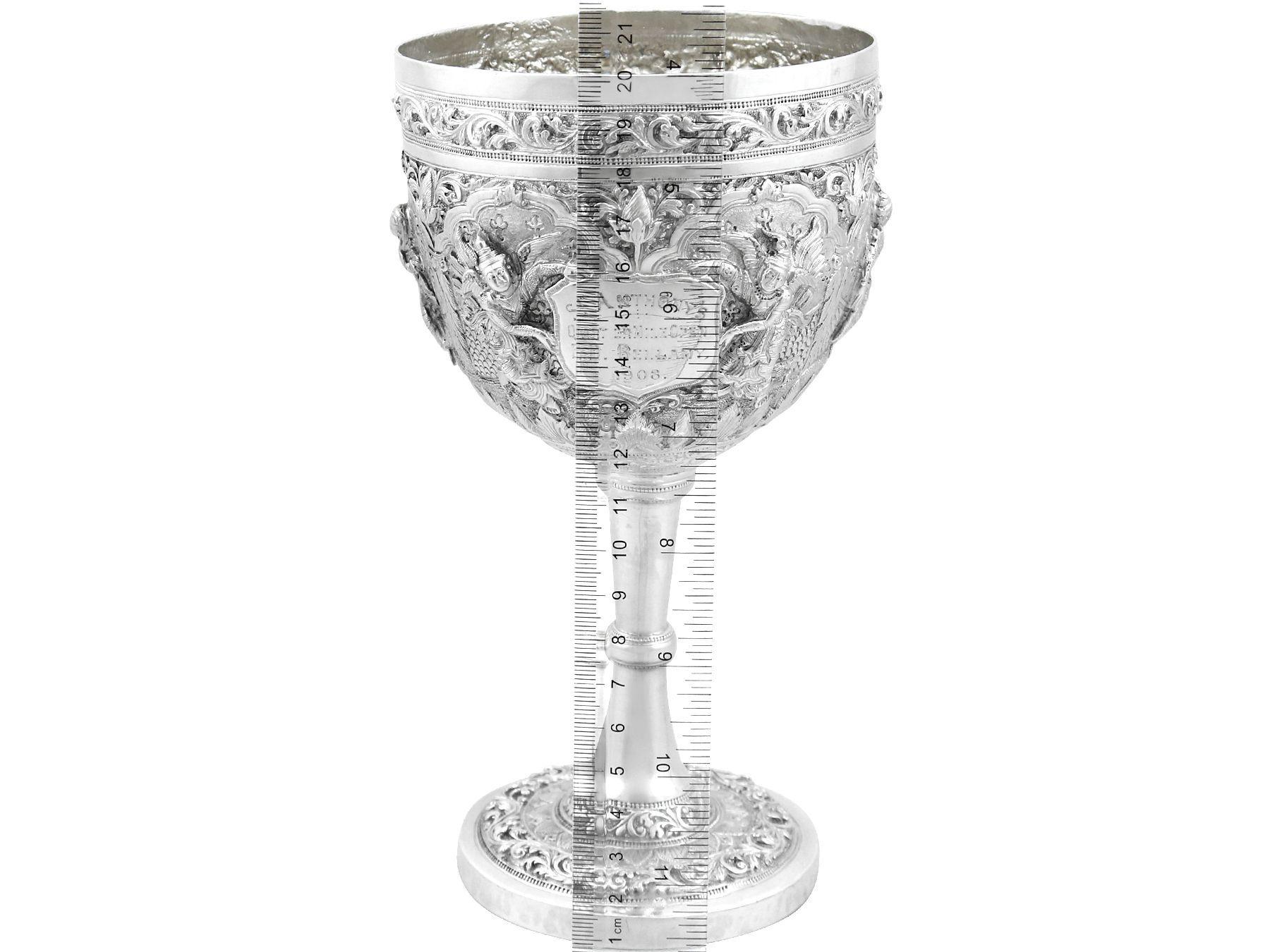 Antique Burmese Silver Goblet Circa 1908 10
