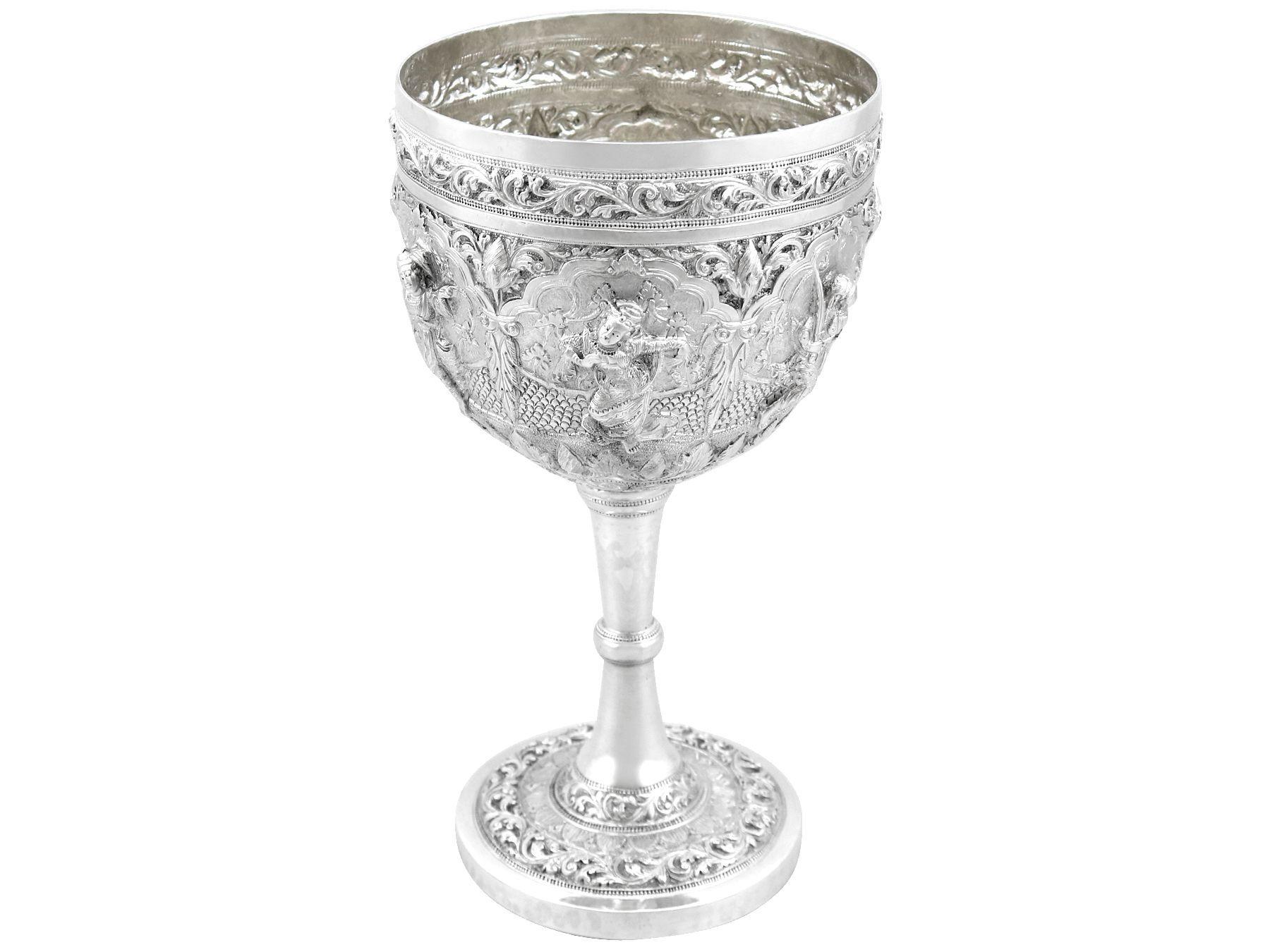 Asian Antique Burmese Silver Goblet Circa 1908