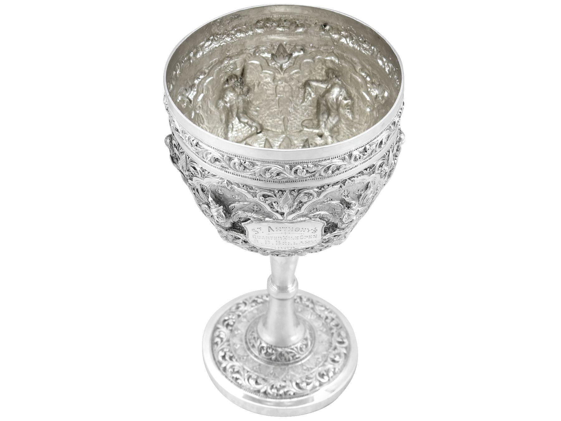 Early 20th Century Antique Burmese Silver Goblet Circa 1908