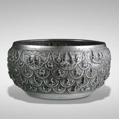 Antique Burmese Silver Offering Bowl