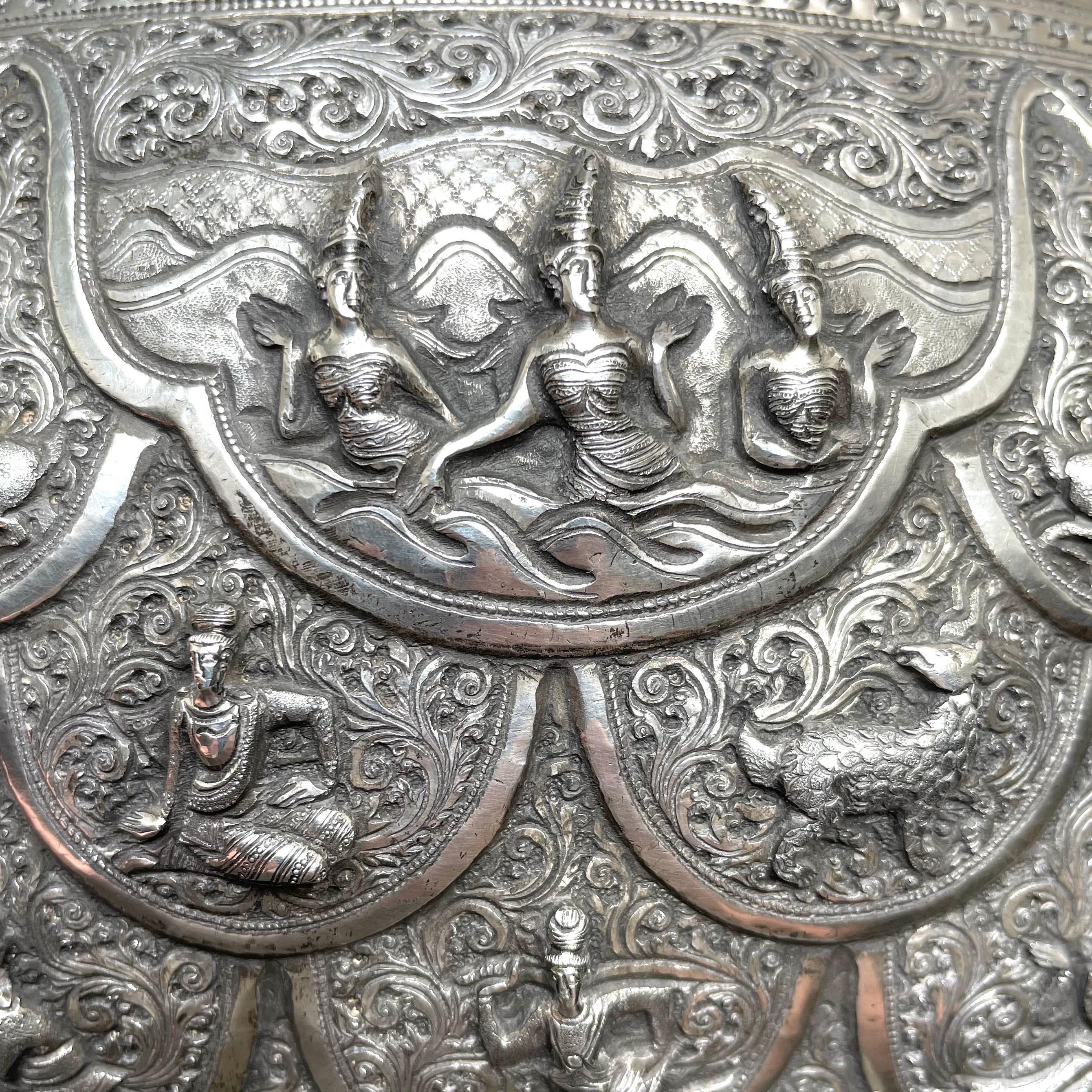 Antike birmanische Servierschale aus Silber (Sonstiges) im Angebot