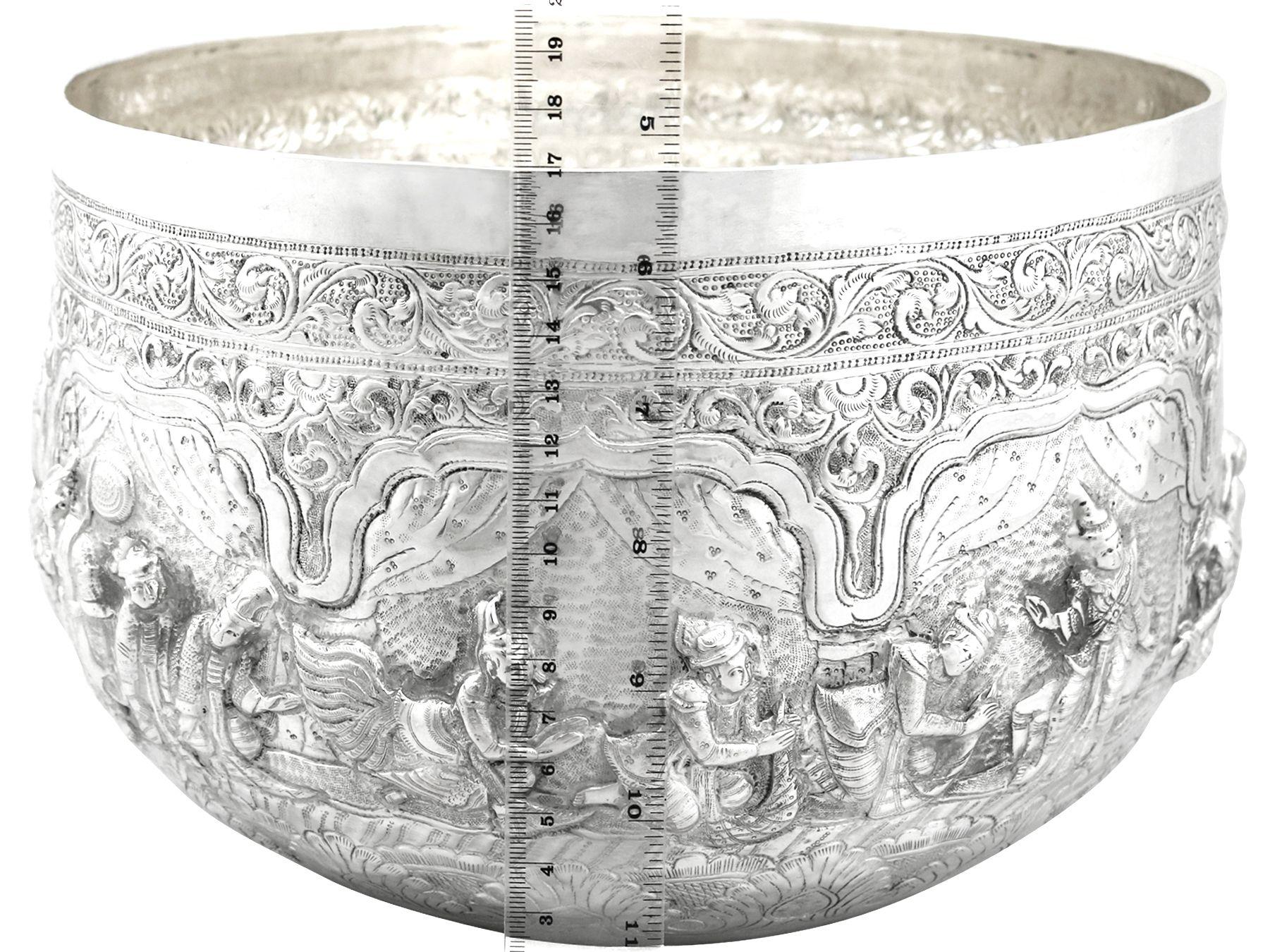 Antique Burmese Silver Thabeik Bowl 7