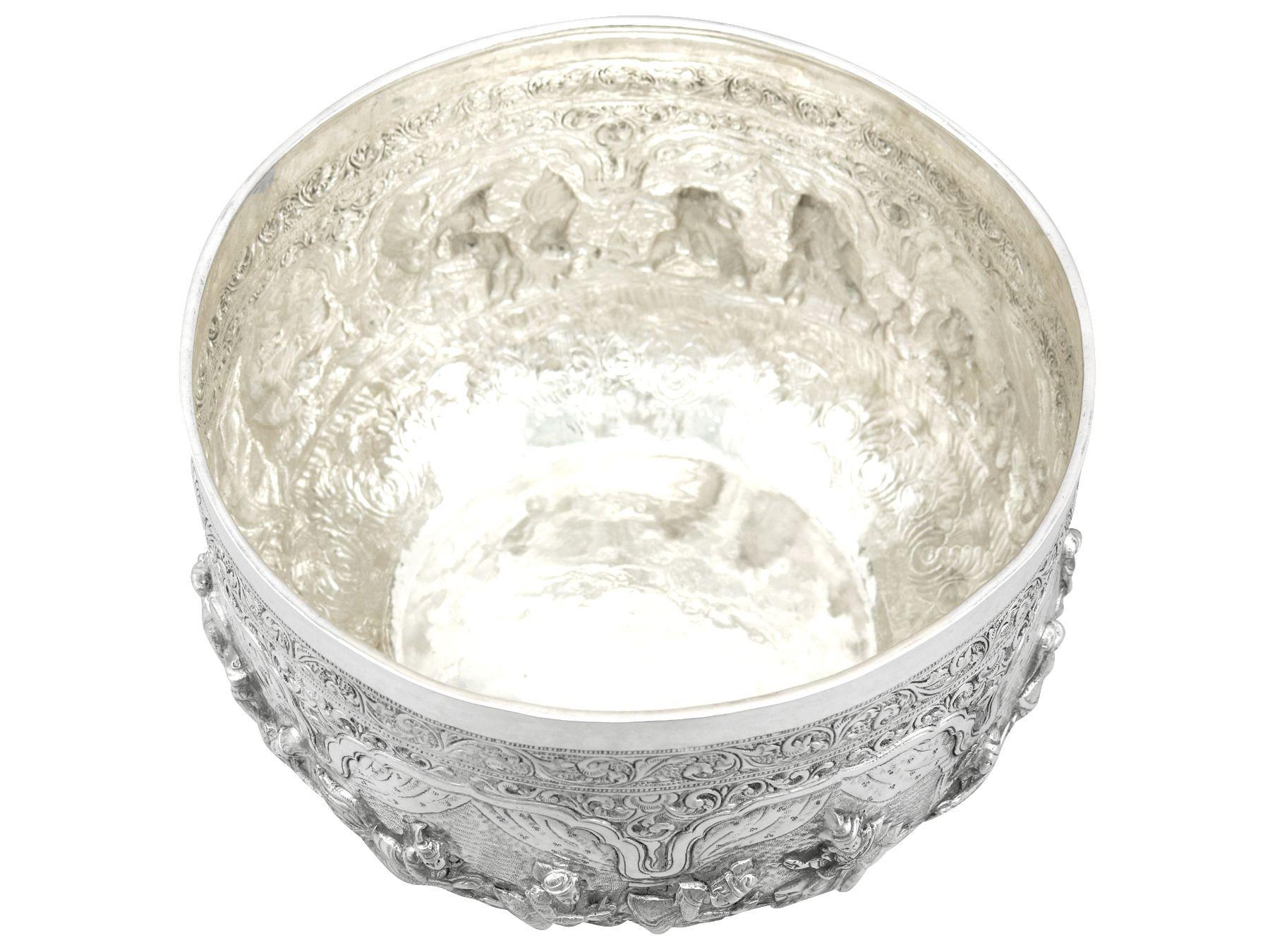 Late 19th Century Antique Burmese Silver Thabeik Bowl