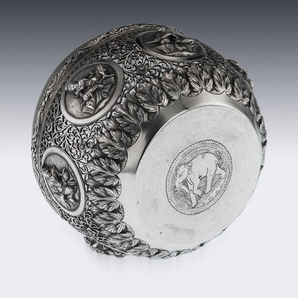 Antique Burmese Solid Silver Bowl, Rangoon, Elephant Mark, circa 1900 In Excellent Condition In Royal Tunbridge Wells, Kent