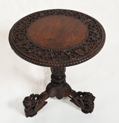 Antique Burmese Table Carved Side, Burma, 1840