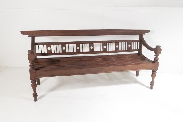 Antique Burmese Teak Bench Sofa Seat from Myanmar (Burma) – 3 