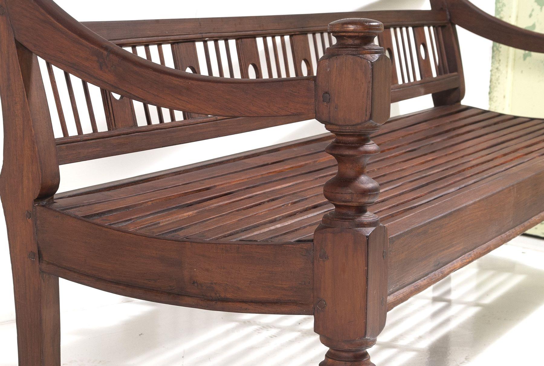 Antique Burmese Teak Bench Sofa Seat from Myanmar (Burma) – 3 seater For Sale 2