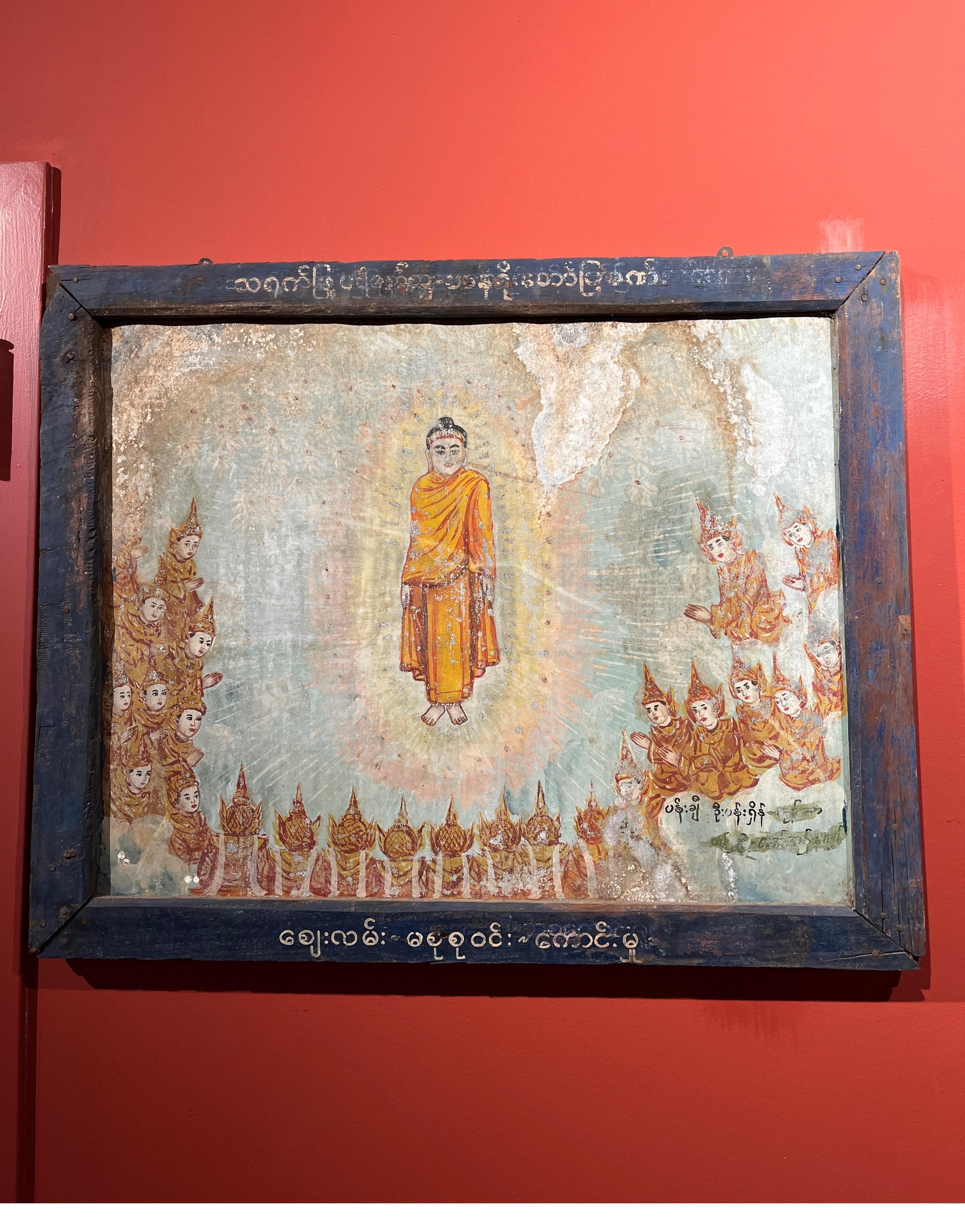 Antique Burmese Temple Painting on Tin For Sale 8