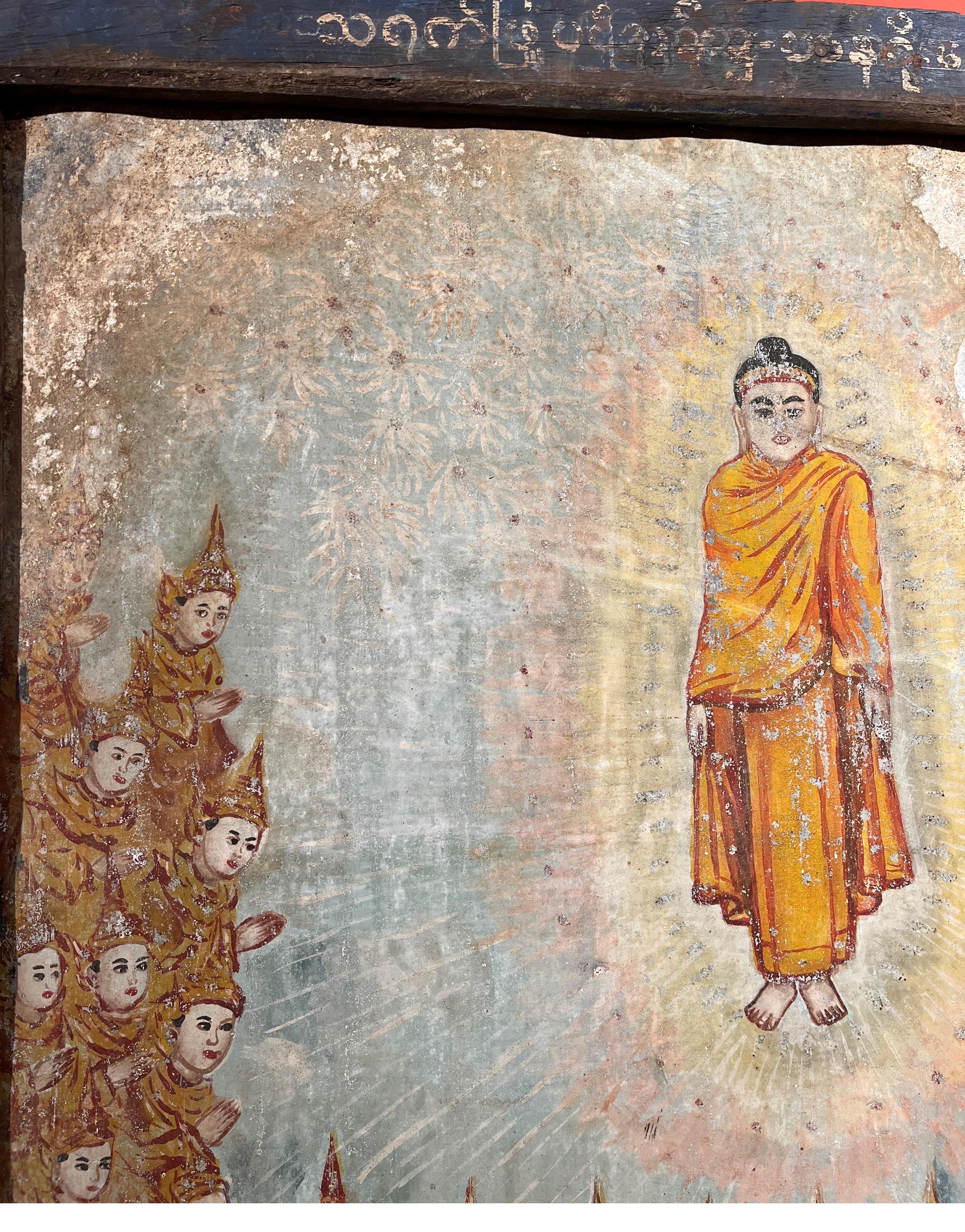 Antique Burmese Temple Painting on Tin For Sale 2