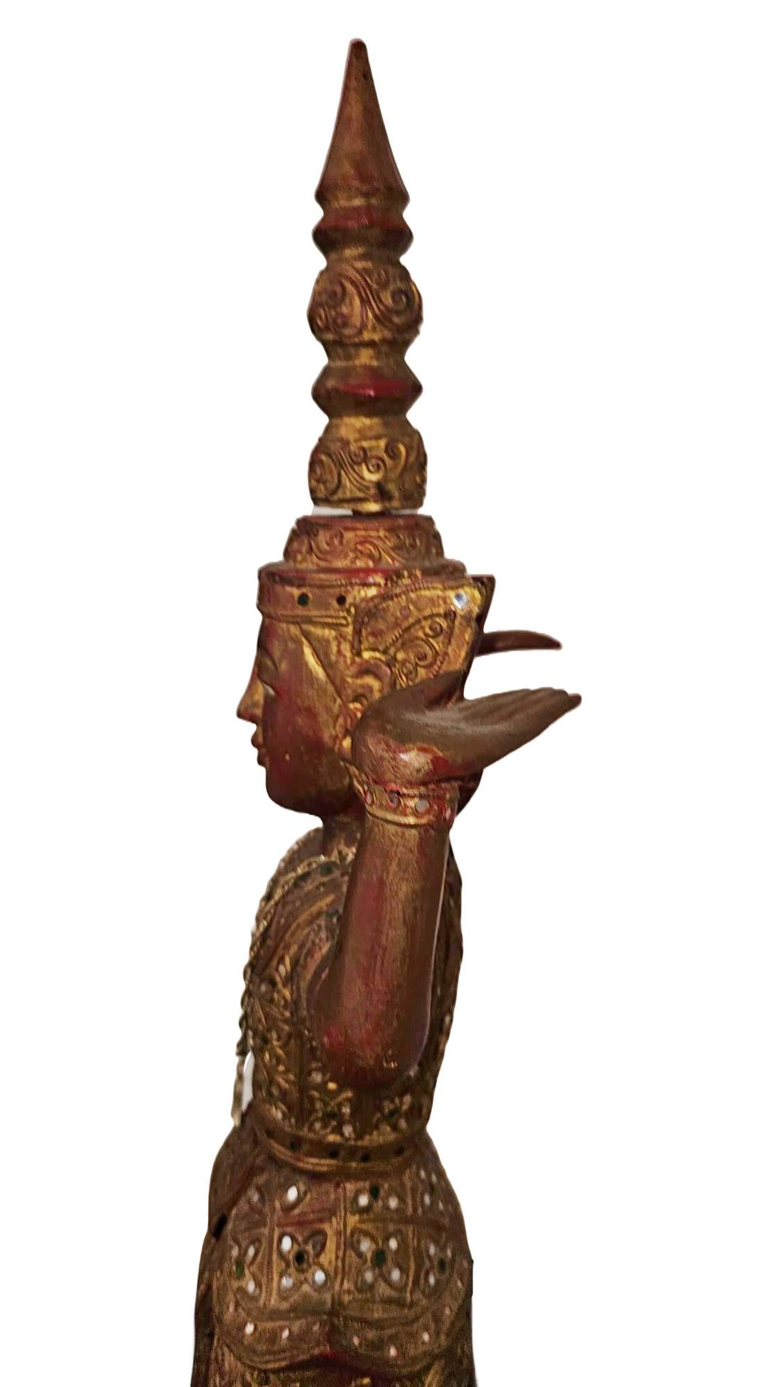 Antique Burmese / Thai Gilded Nat Statue Buddhism For Sale 1