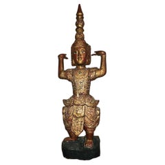 Antique Burmese / Thai Gilded Nat Statue Buddhism