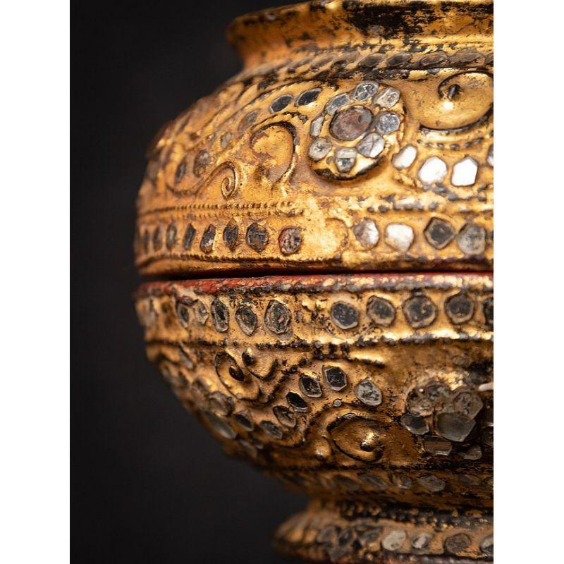 Antique Burmese Wooden Offering Vessel from Burma 8