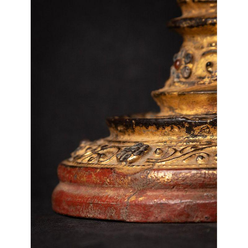Antikes birmanisches Holzgefäß aus Burma im Angebot 10