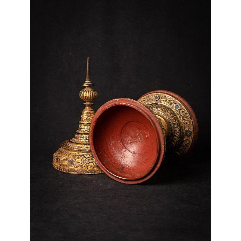 19th Century Antique Burmese Wooden Offering Vessel from Burma For Sale