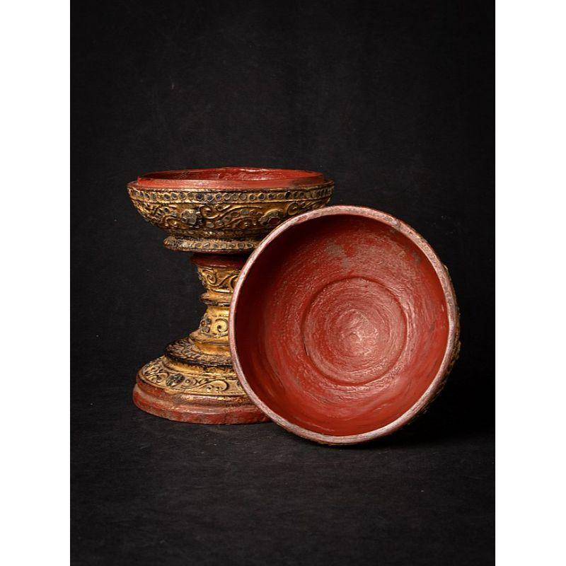 Antique Burmese Wooden Offering Vessel from Burma 2
