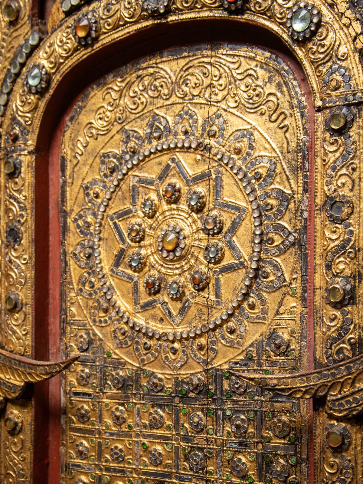 Antike birmanische Tempeltafel aus Holz aus Birma - OriginalBuddhas 5