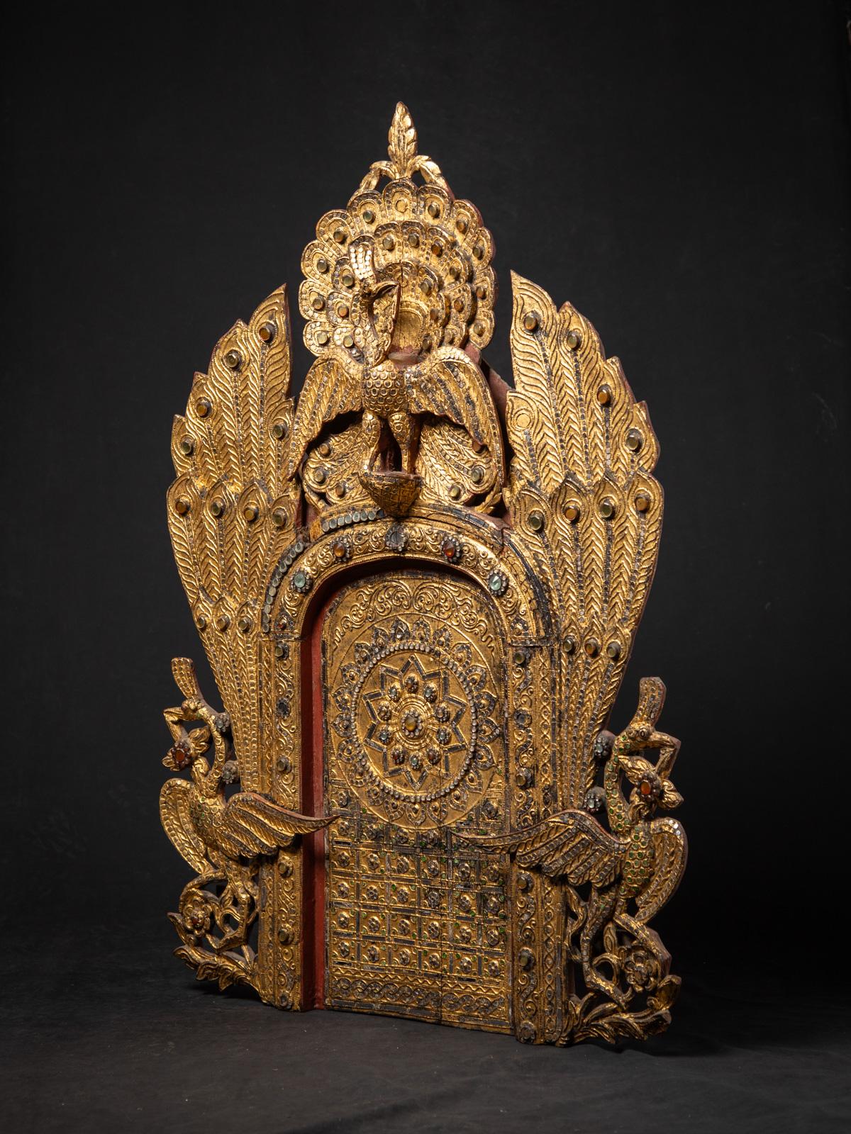 Antike birmanische Tempeltafel aus Holz aus Birma - OriginalBuddhas (Indisch)