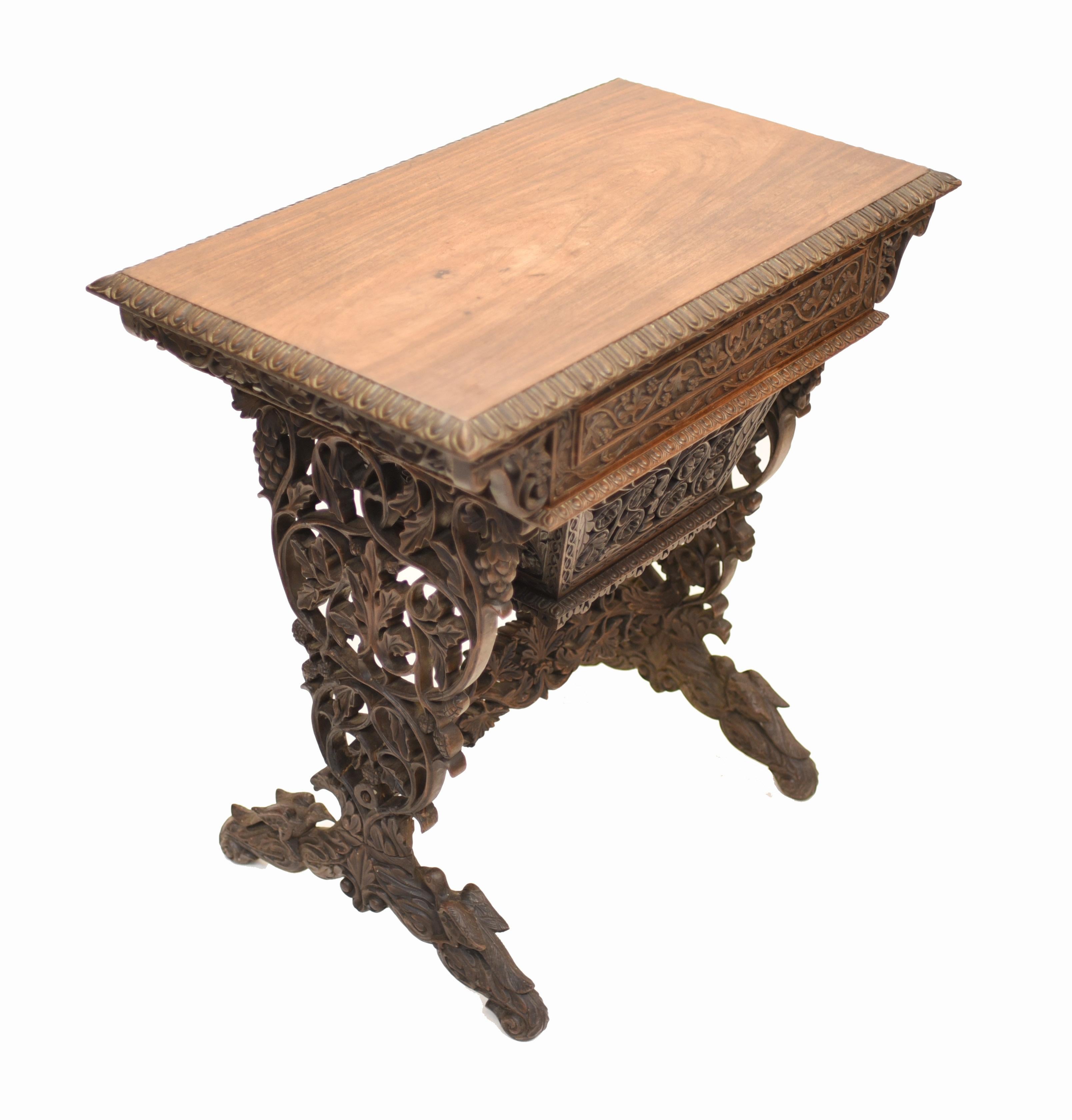 Antique Burmese Work Box, Desk Writing Table 1890 Hardwood 1