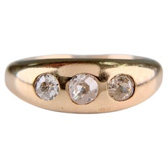 Antique Burnish Set Old Mine Diamond Ring 14k Yellow Gold