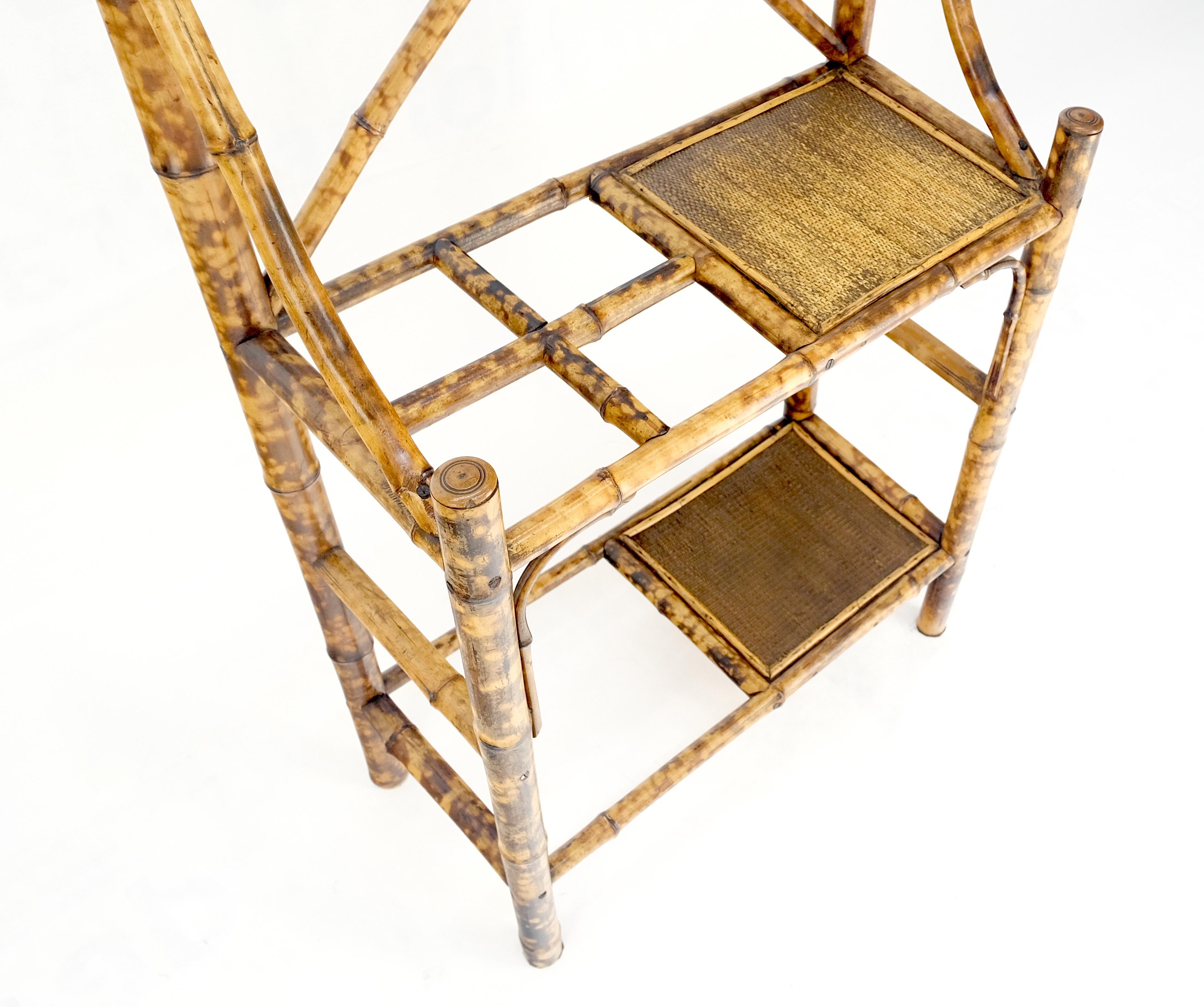 Antique Burnt Bamboo Coat & Umbrella Rack w/ Mirror Very Decorative c1940s For Sale 1