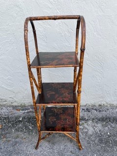 Antique Burnt Bamboo Etagere, Japanned Shelves, Circa 1890, Rare Find