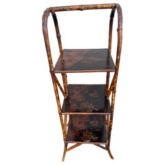 Antique Burnt Bamboo Etagere, Japanned Shelves, Circa 1890, Rare Find
