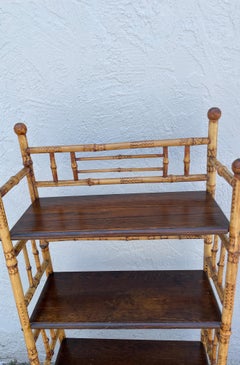 Antique Burnt Bamboo Etagere with Four Shelves