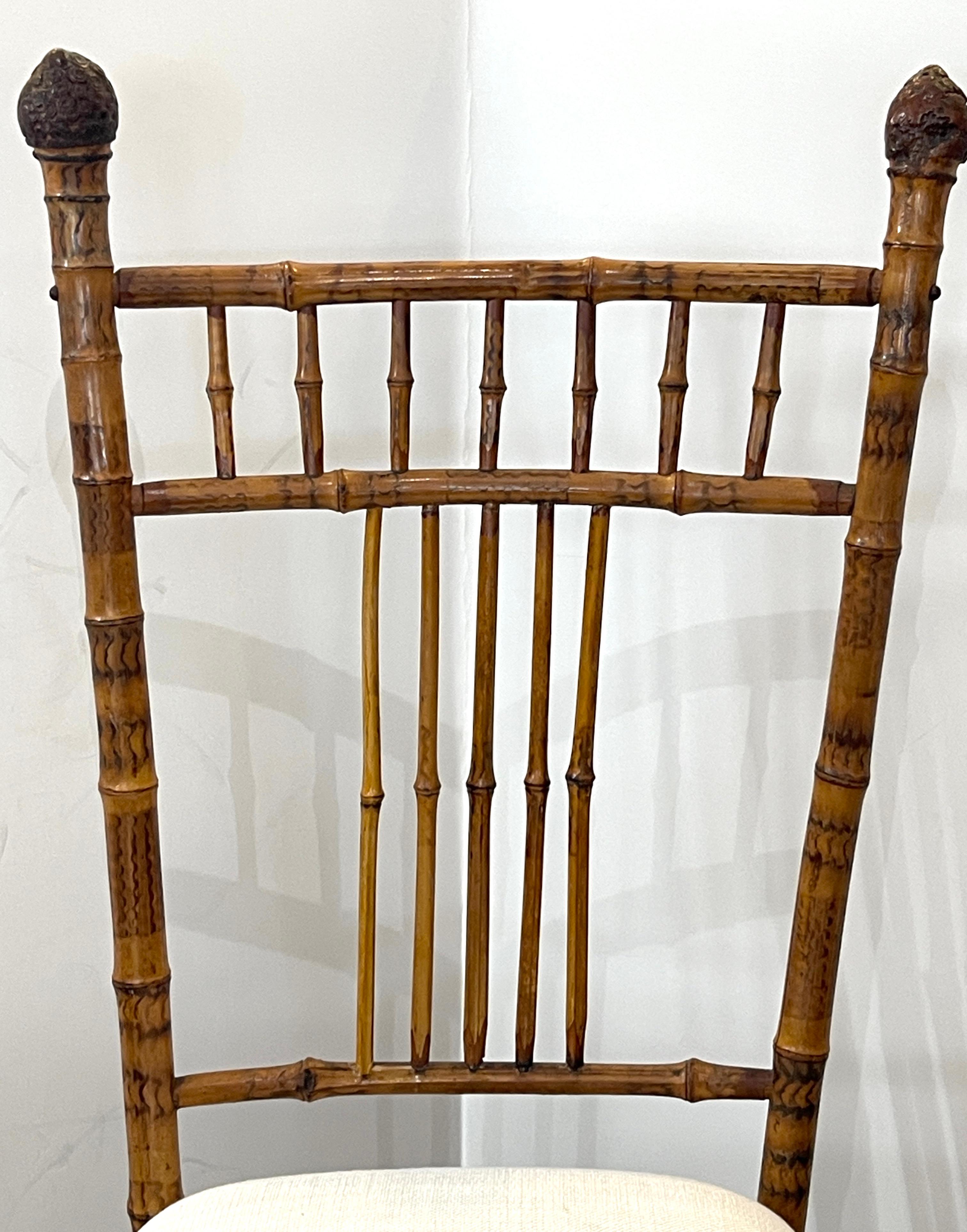 Antiker Schreibtischstuhl aus gebranntem Bambus und Roots-Bambus Details um 1890 im Angebot 7