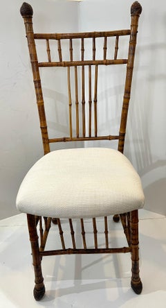 Antique Burnt Bamboo & Root Bamboo Details Desk Chair c.1890