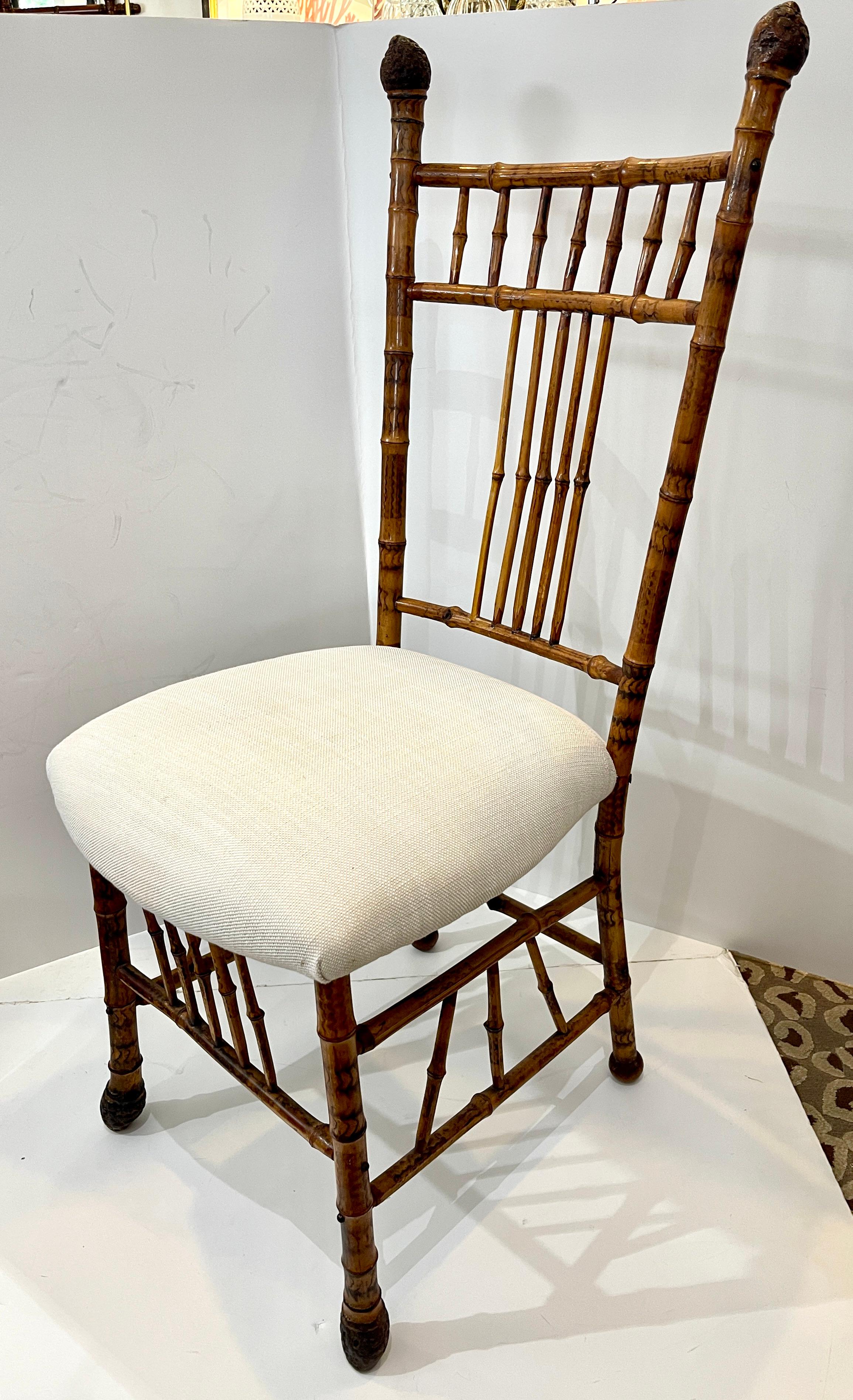 Antiker Schreibtischstuhl aus gebranntem Bambus und Roots-Bambus Details um 1890 im Zustand „Gut“ im Angebot in West Palm Beach, FL