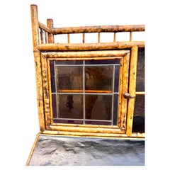Antique Burnt Bamboo Secretary Desk, Aesthetic Movement, 19th Century
