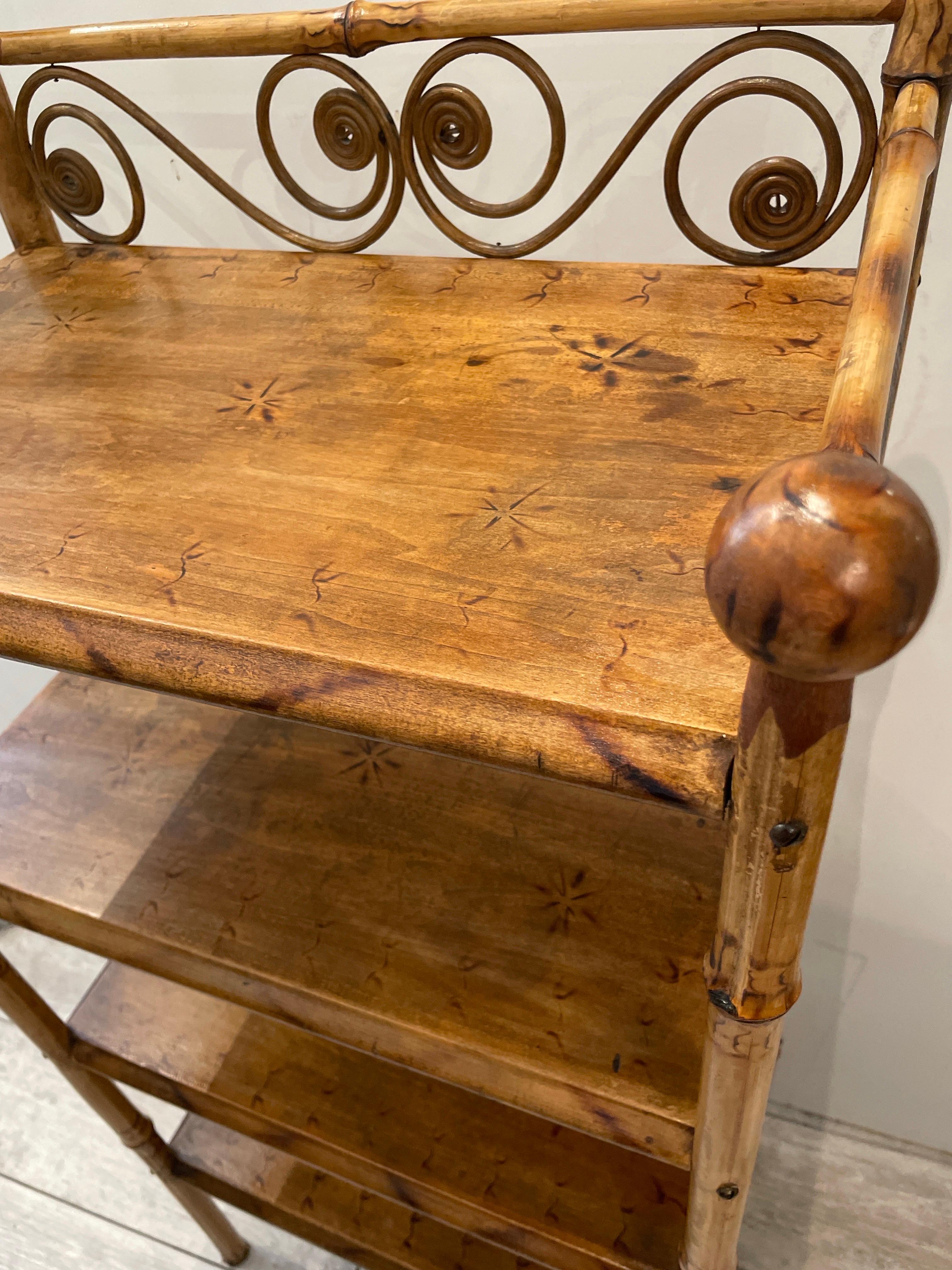 Antique Burnt Bamboo Shelf For Sale 2