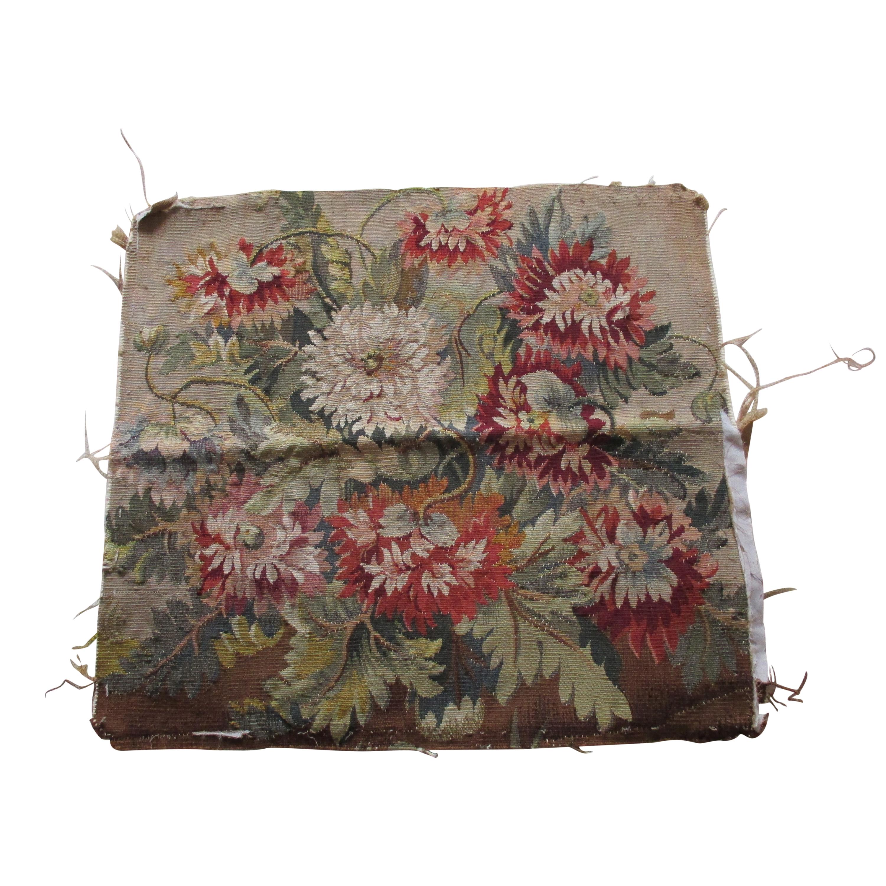 Fragment De Tapisserie Vintage Encadré - Scène De Parc Avec Trolley - 53x19 Pouces