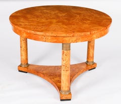 Antique Burr Elm Biedermeier Revival Coffee Occasional Table 20th Century
