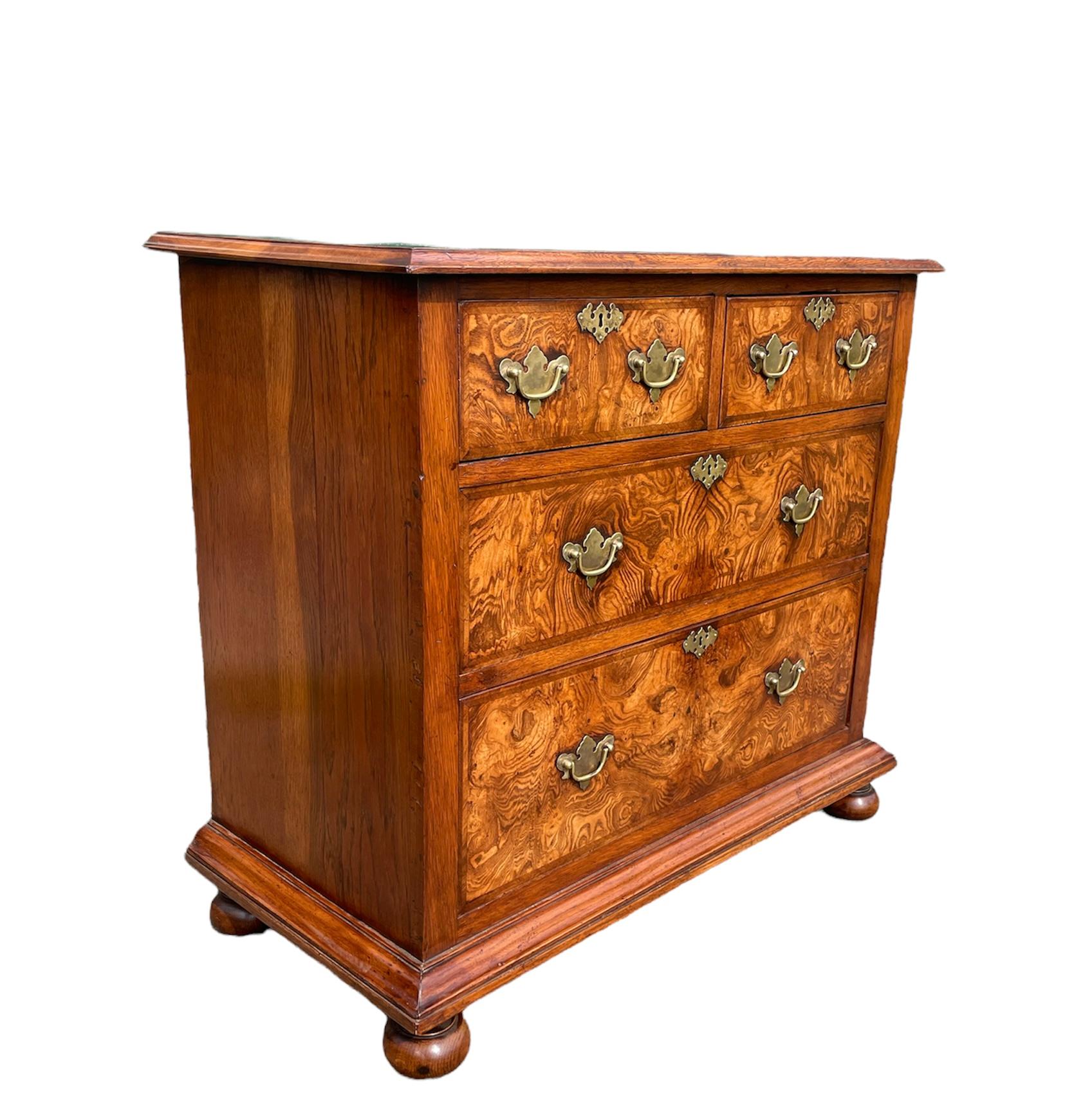 Queen Anne Antique Burr Elm Chest of Drawers