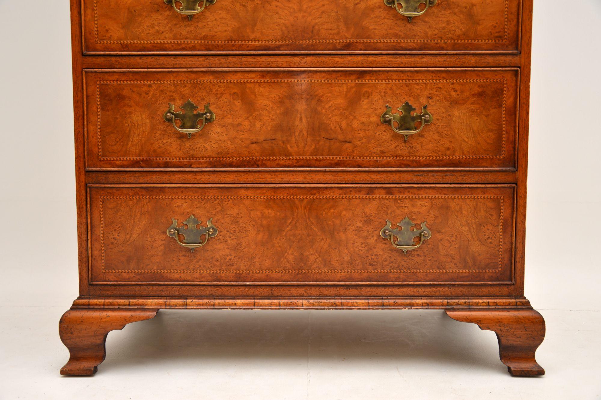 Antique Burr Elm Chest on Chest of Drawers 5