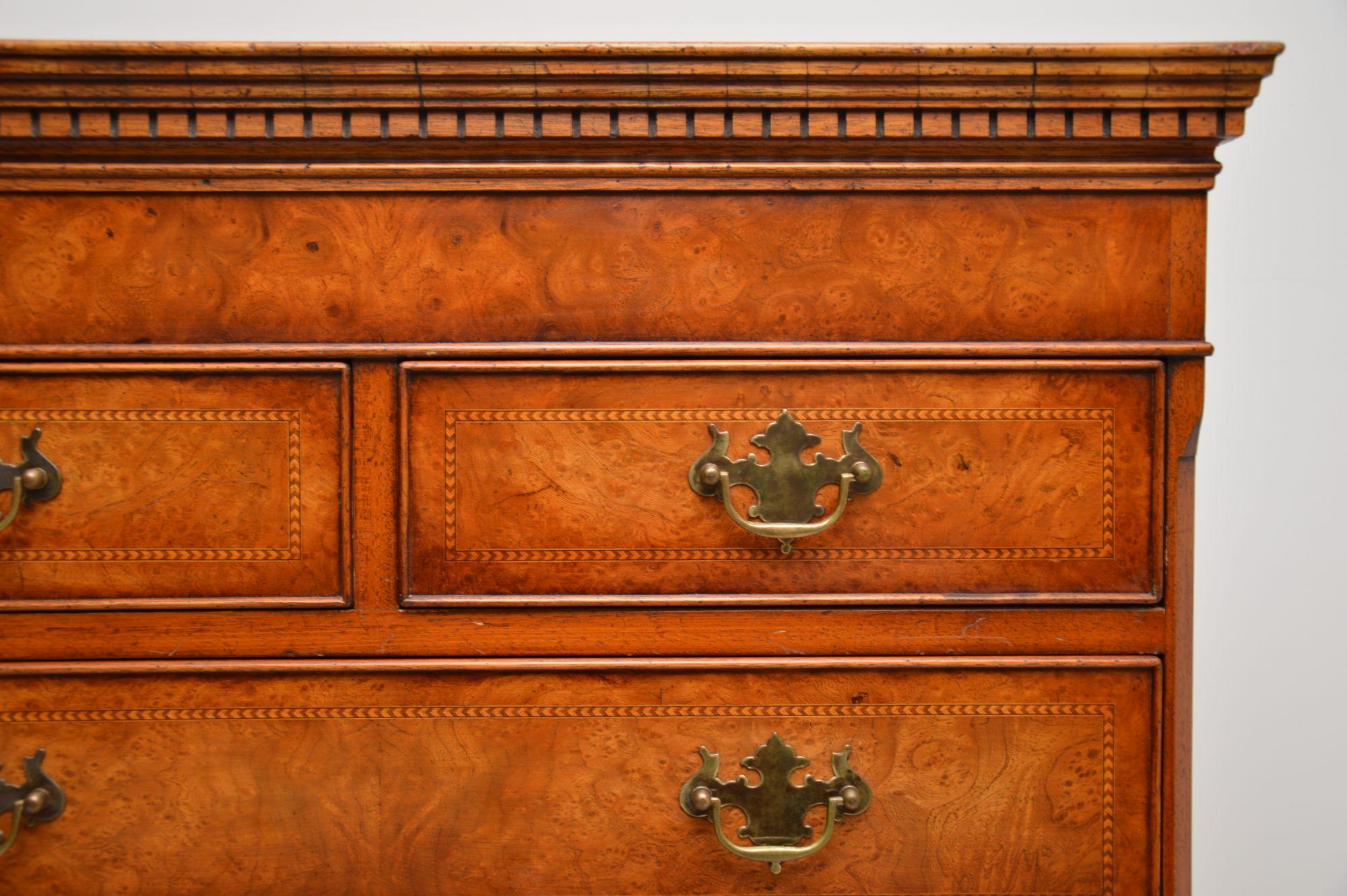 Antique Burr Elm Chest on Chest of Drawers 3