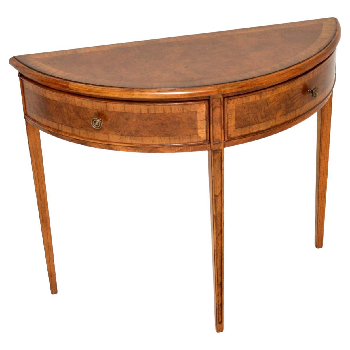 Antique Burr Elm Console Side Table