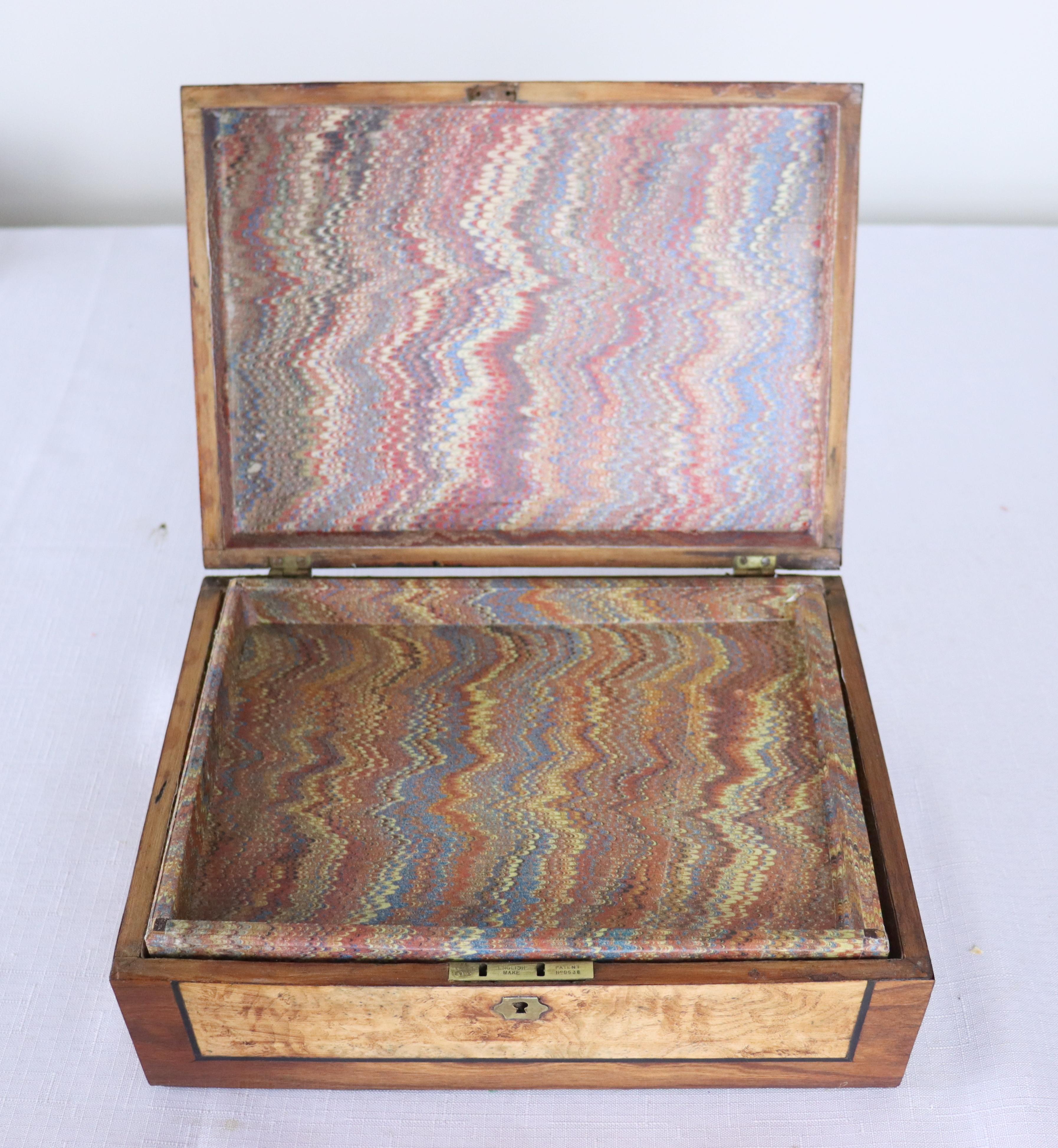 Antique Burr Elm Jewelry Box 1