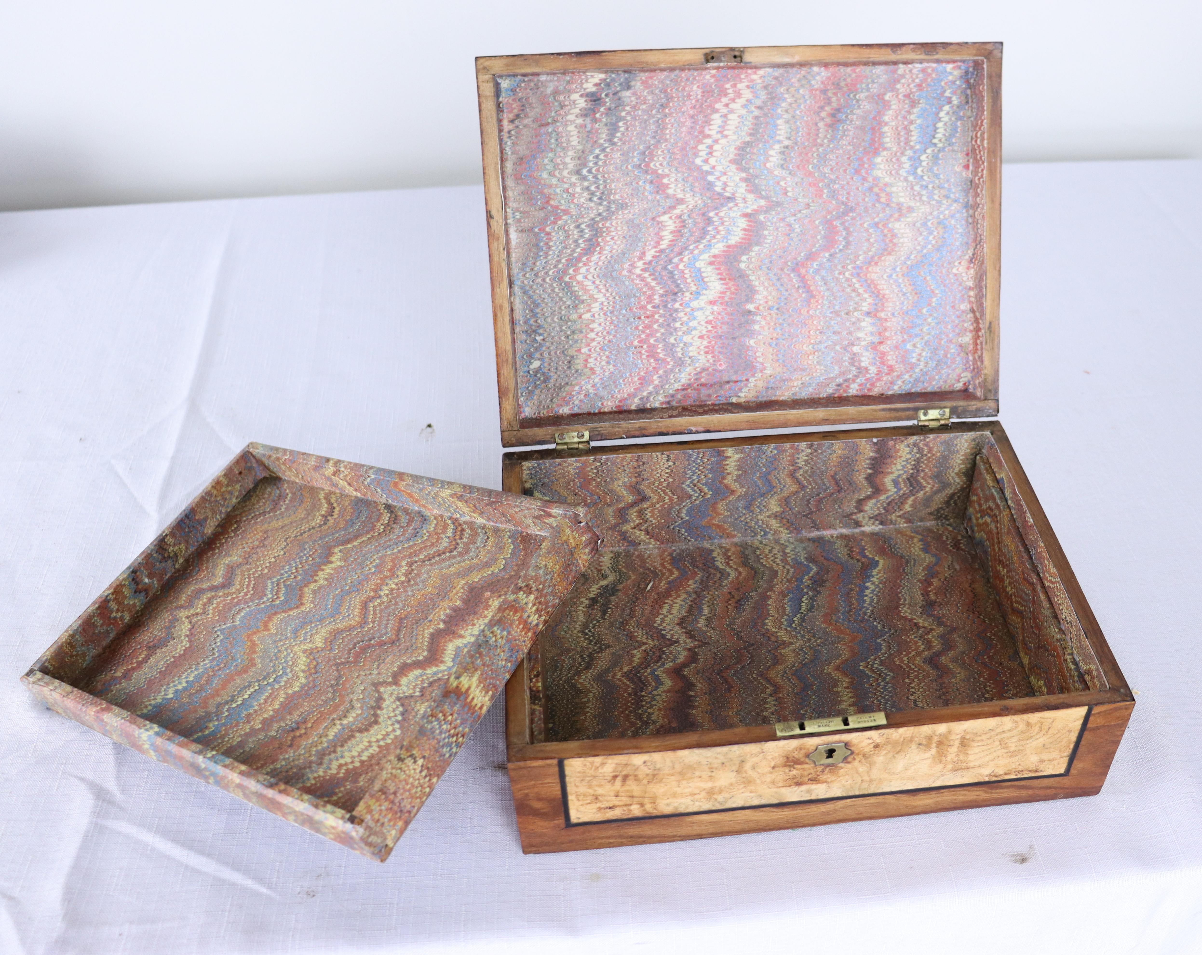 Antique Burr Elm Jewelry Box 2